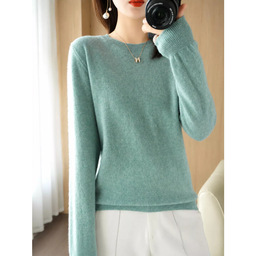 Crew Neck Long Sleeve Sweater Apparel and Accessories