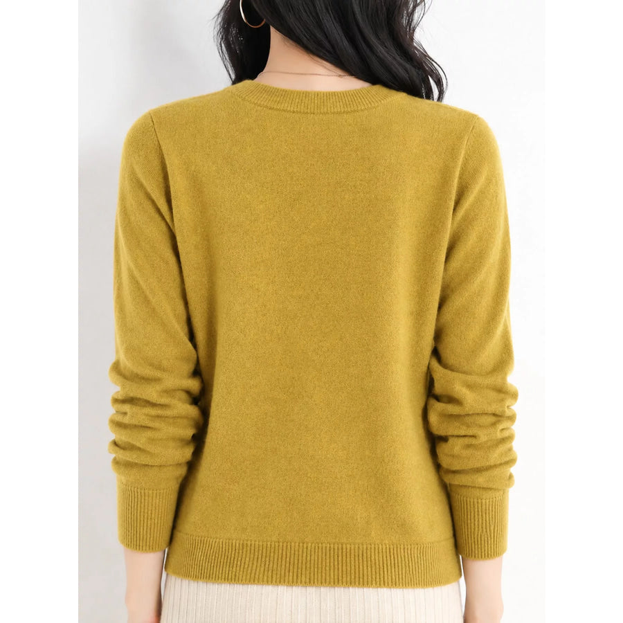 Crew Neck Long Sleeve Sweater Apparel and Accessories