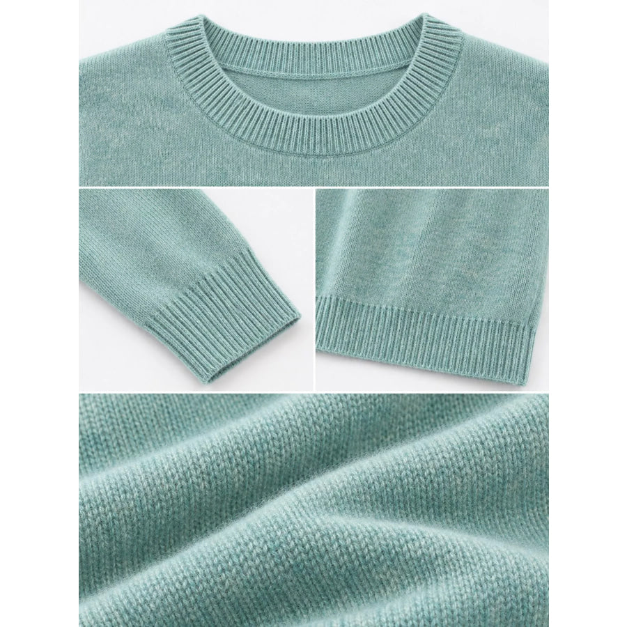 Crew Neck Long Sleeve Sweater Apparel and Accessories