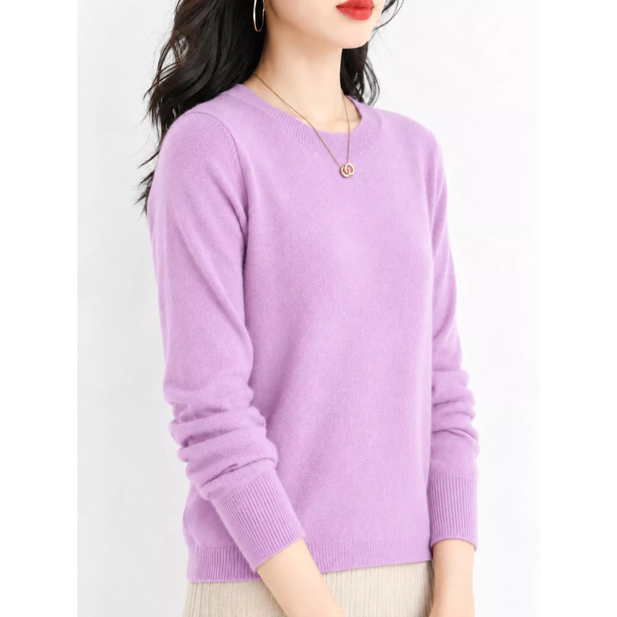 Crew Neck Long Sleeve Sweater Apparel and Accessories
