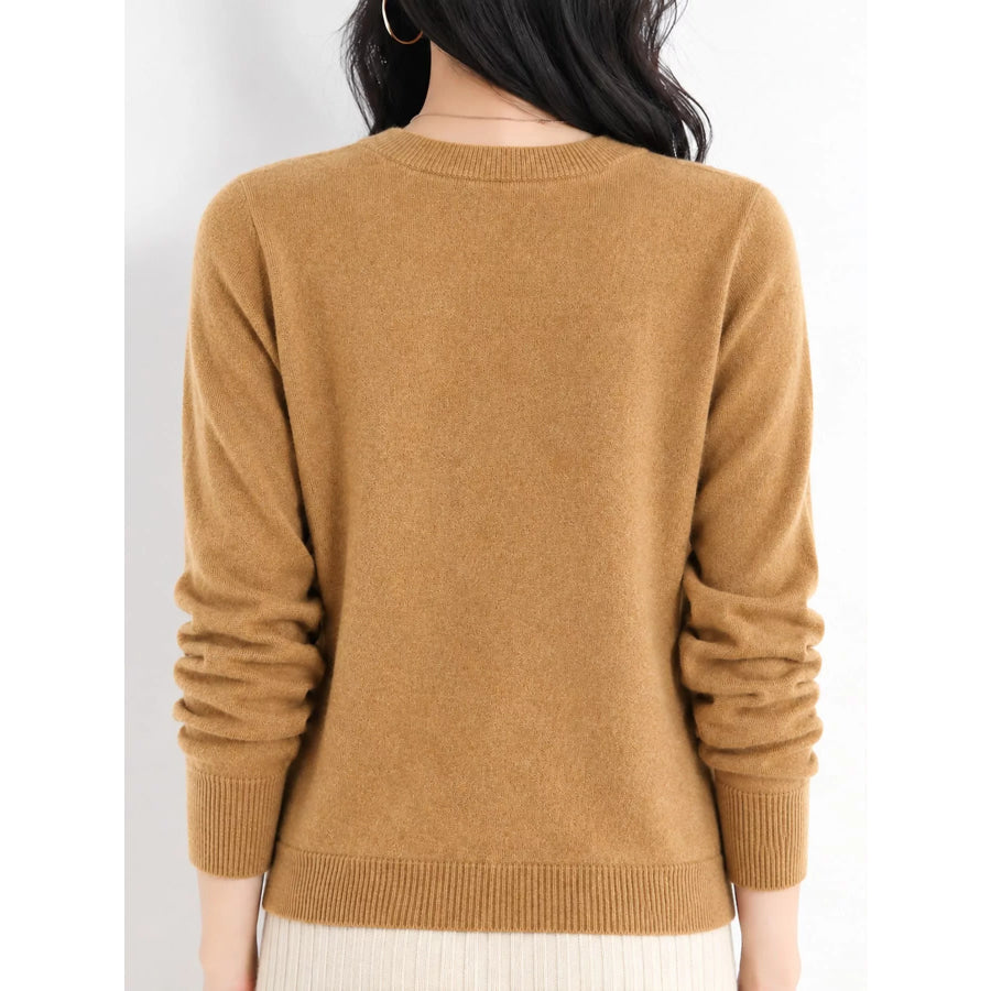 Crew Neck Long Sleeve Sweater Apparel and Accessories