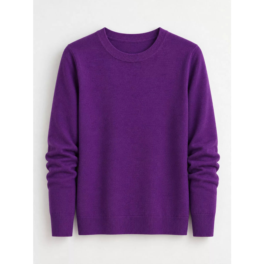 Crew Neck Long Sleeve Sweater Apparel and Accessories