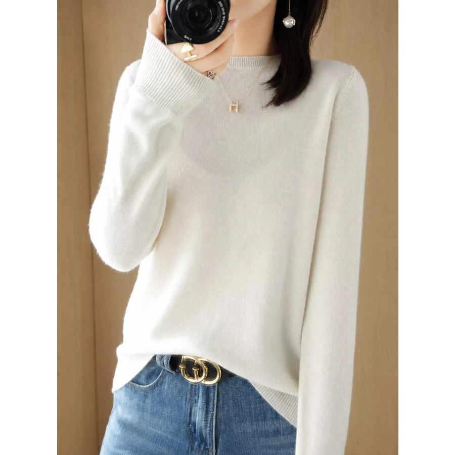 Crew Neck Long Sleeve Sweater Apparel and Accessories