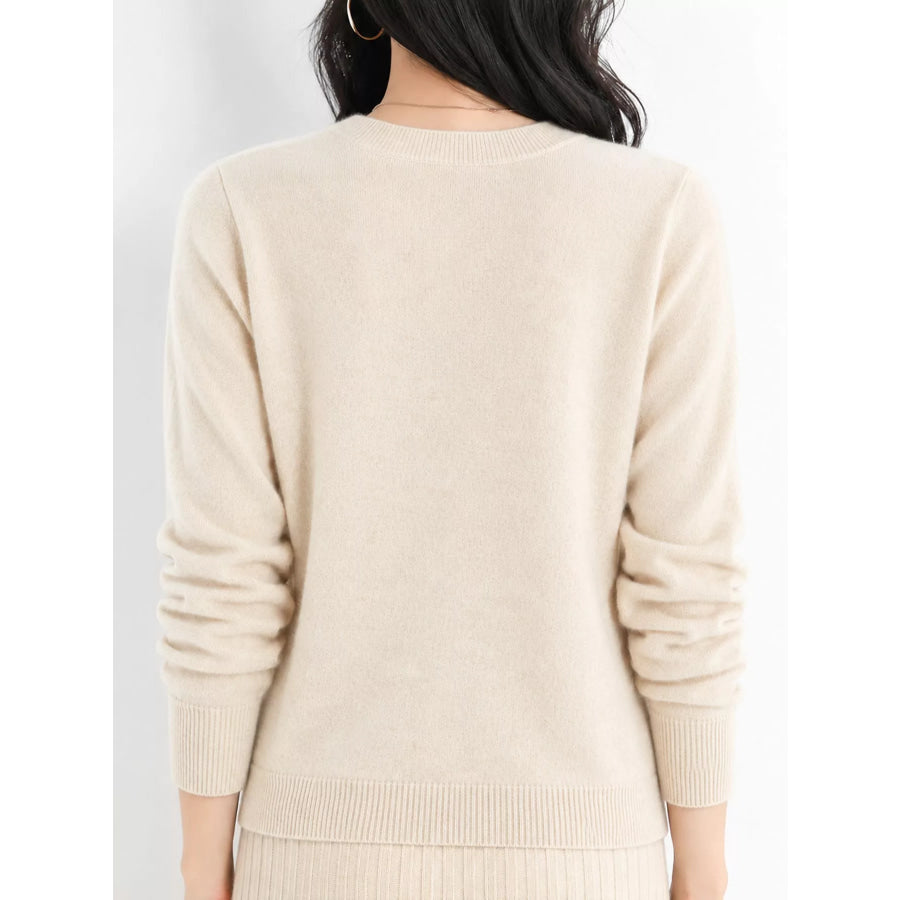 Crew Neck Long Sleeve Sweater Apparel and Accessories