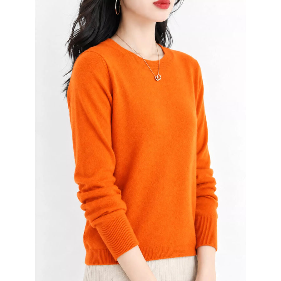 Crew Neck Long Sleeve Sweater Apparel and Accessories