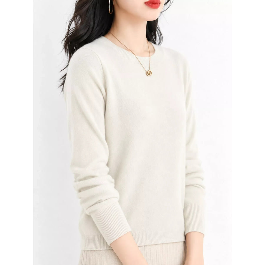 Crew Neck Long Sleeve Sweater Apparel and Accessories