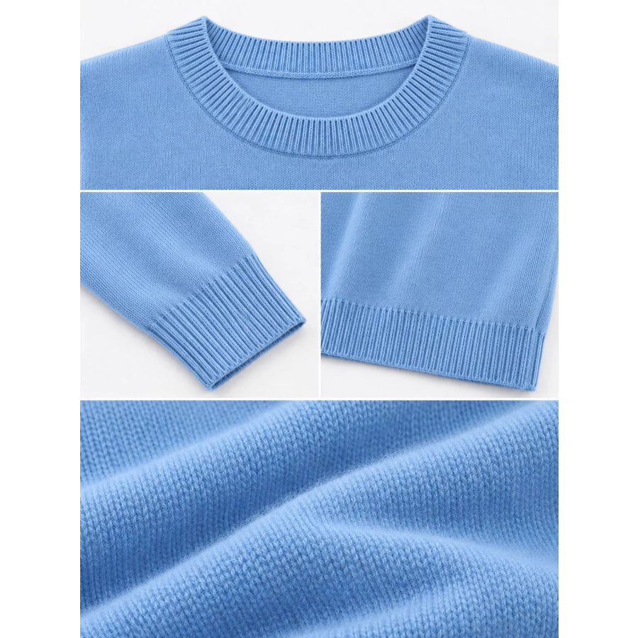 Crew Neck Long Sleeve Sweater Apparel and Accessories