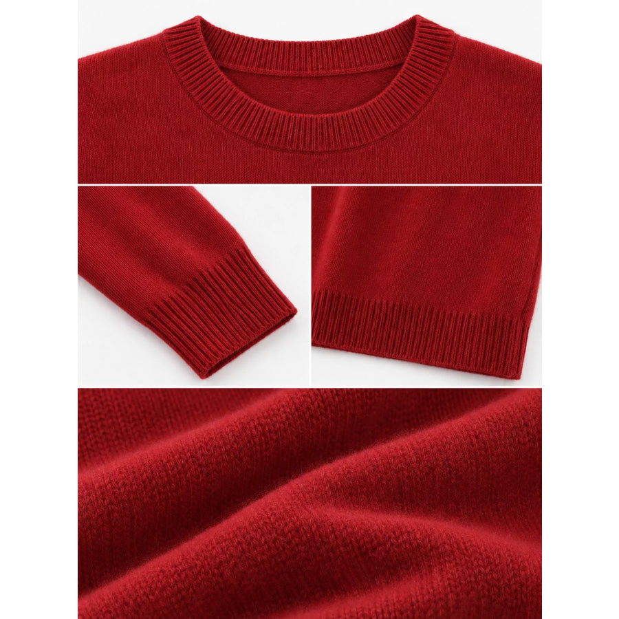 Crew Neck Long Sleeve Sweater Apparel and Accessories