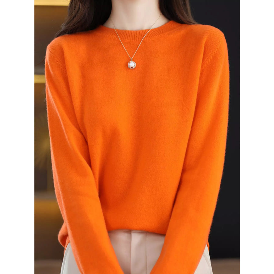 Crew Neck Long Sleeve Sweater Emma Orange / S Apparel and Accessories