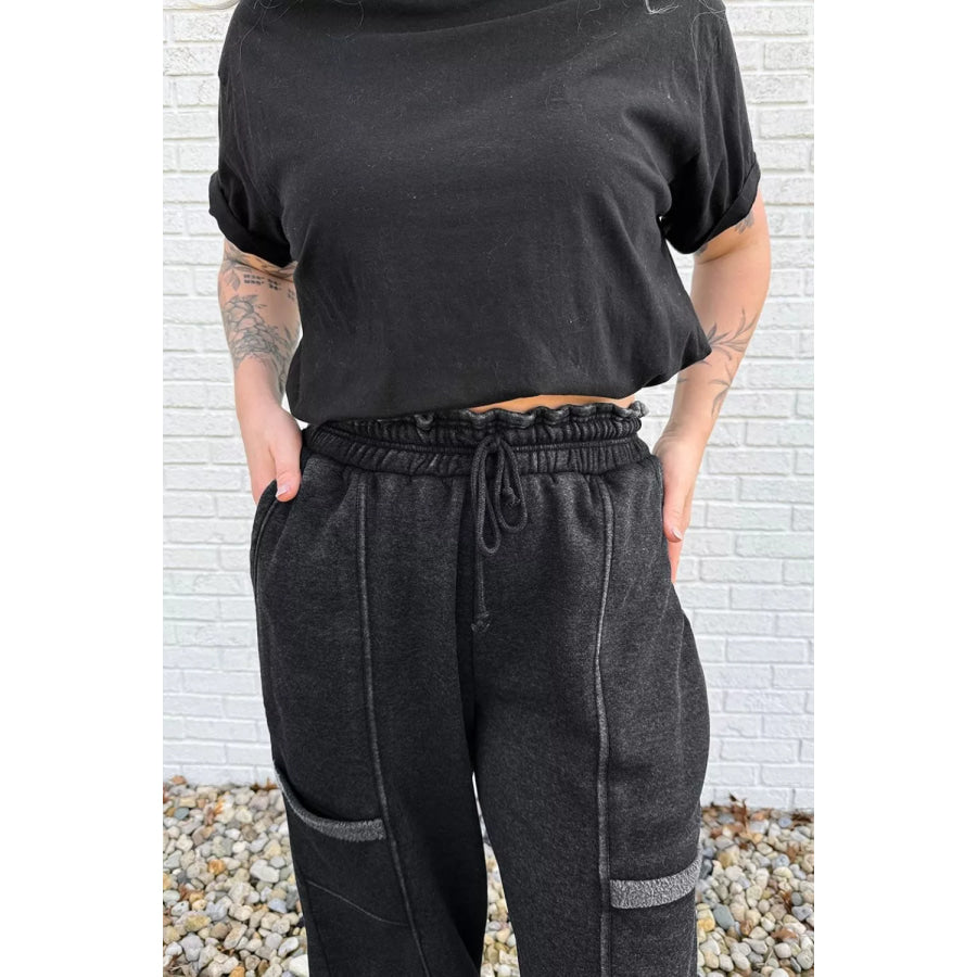 Crew Neck Long Sleeve Top and Joggers Set Apparel and Accessories