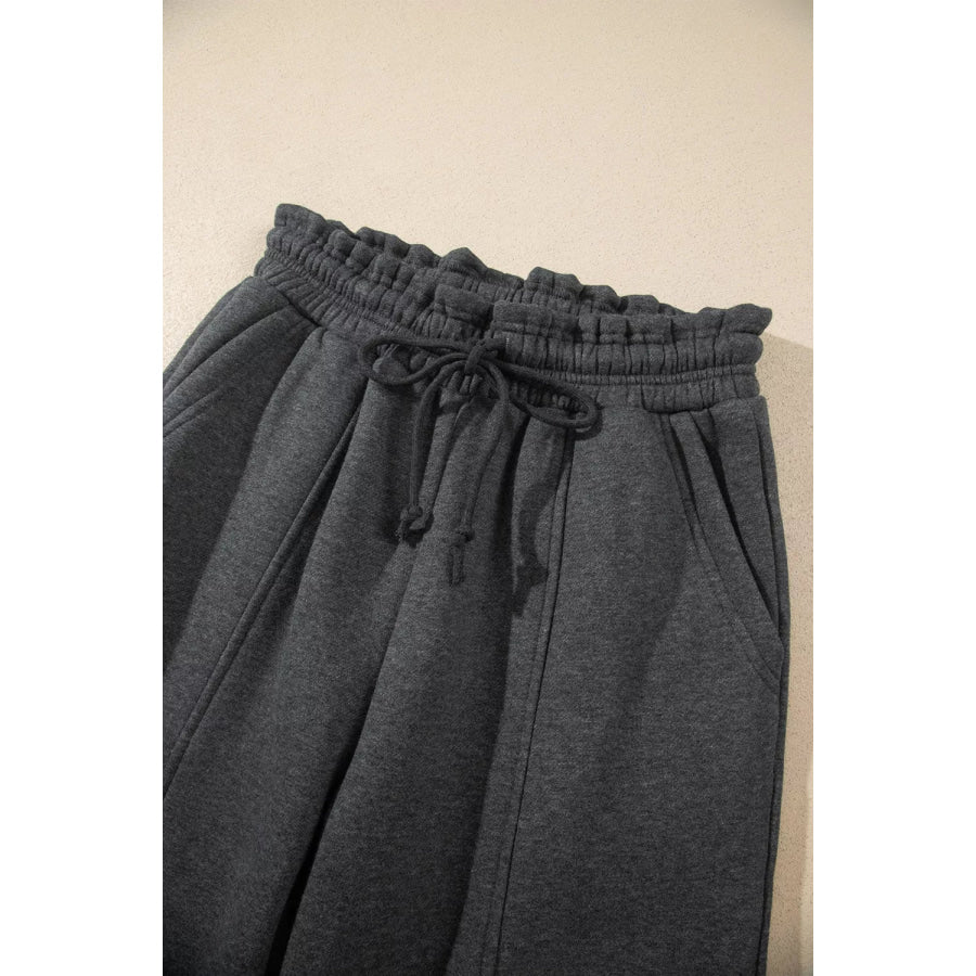 Crew Neck Long Sleeve Top and Joggers Set Apparel and Accessories