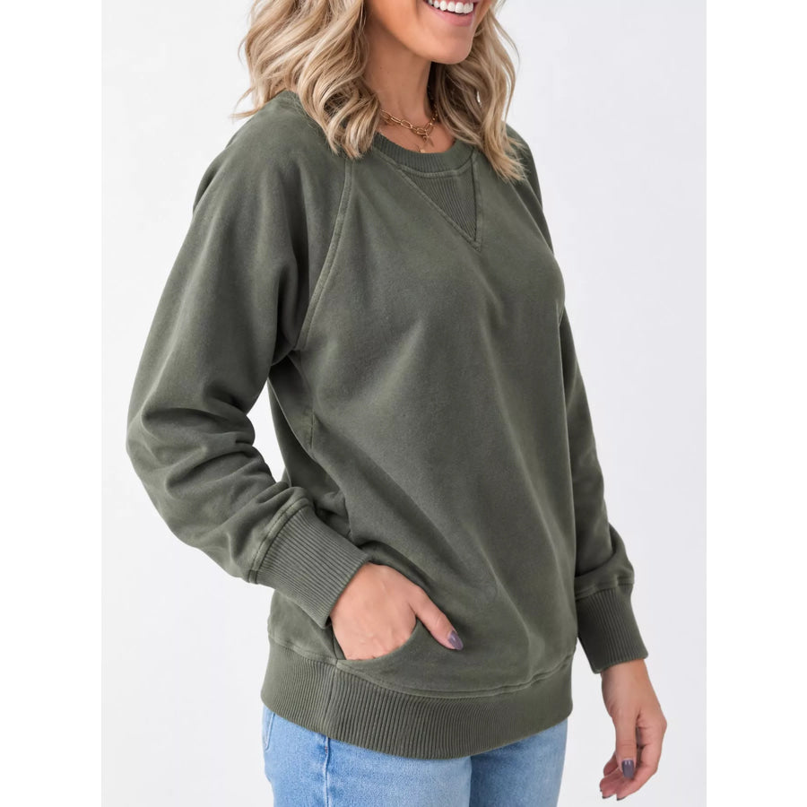 Crew Neck Raglan Sleeve Sweatshirt Apparel and Accessories