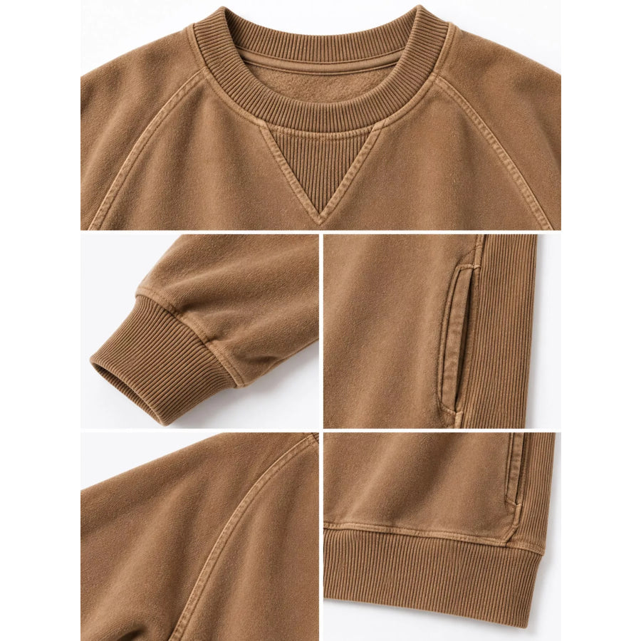 Crew Neck Raglan Sleeve Sweatshirt Apparel and Accessories