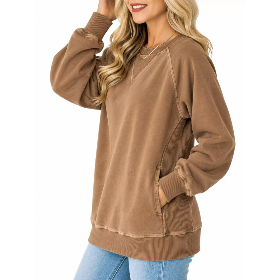 Crew Neck Raglan Sleeve Sweatshirt Apparel and Accessories