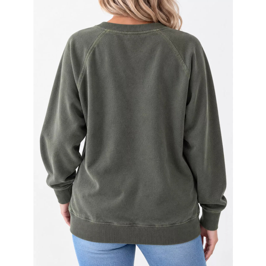 Crew Neck Raglan Sleeve Sweatshirt Apparel and Accessories