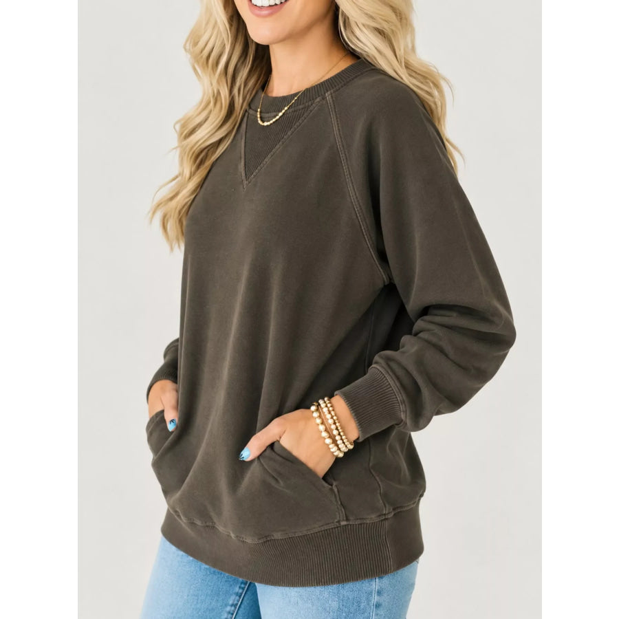 Crew Neck Raglan Sleeve Sweatshirt Apparel and Accessories