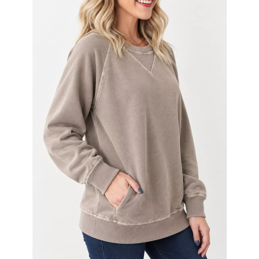 Crew Neck Raglan Sleeve Sweatshirt Apparel and Accessories