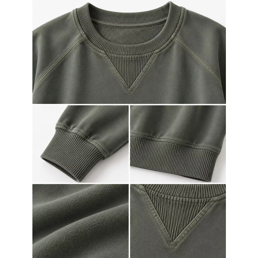 Crew Neck Raglan Sleeve Sweatshirt Apparel and Accessories