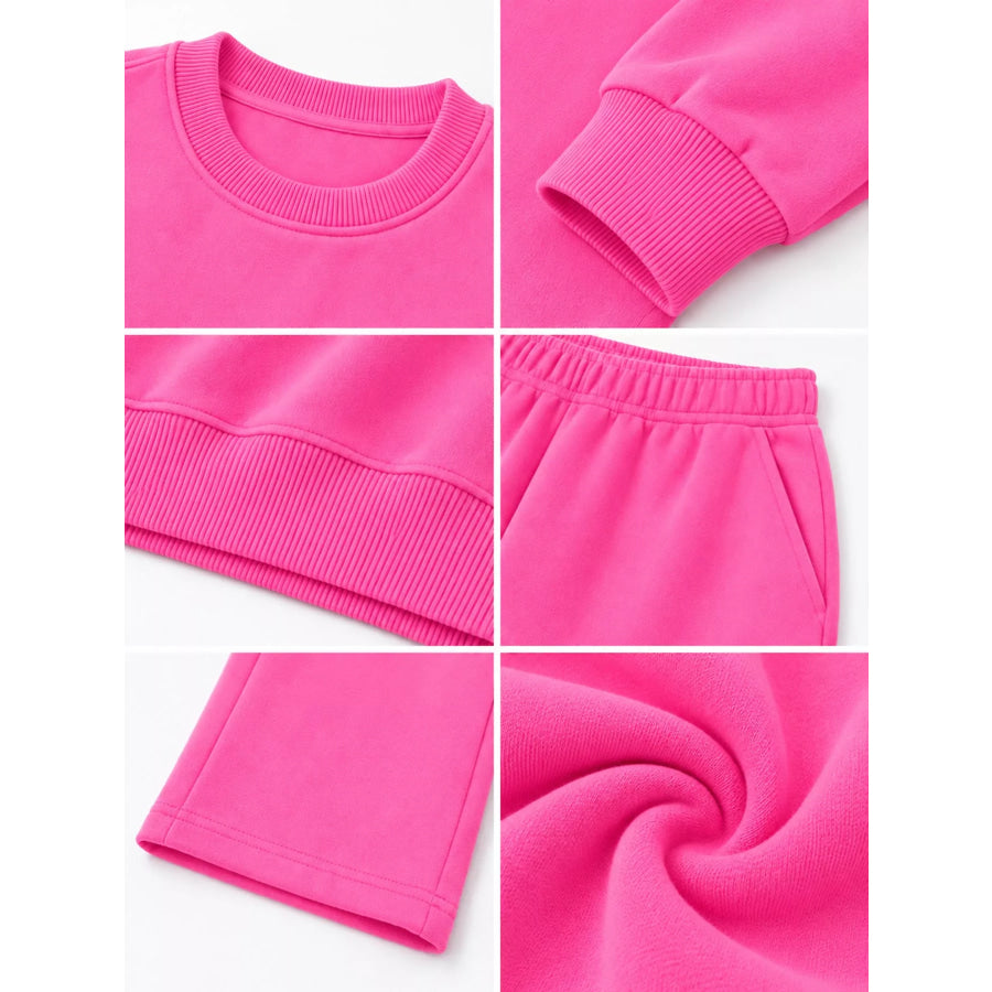 Crewneck Drop Shoulder Sweatshirt and Wide-Leg Pants Set Apparel Accessories