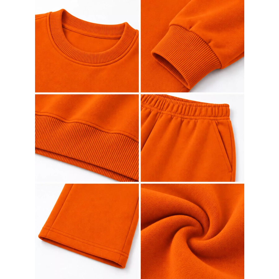 Crewneck Drop Shoulder Sweatshirt and Wide-Leg Pants Set Apparel Accessories