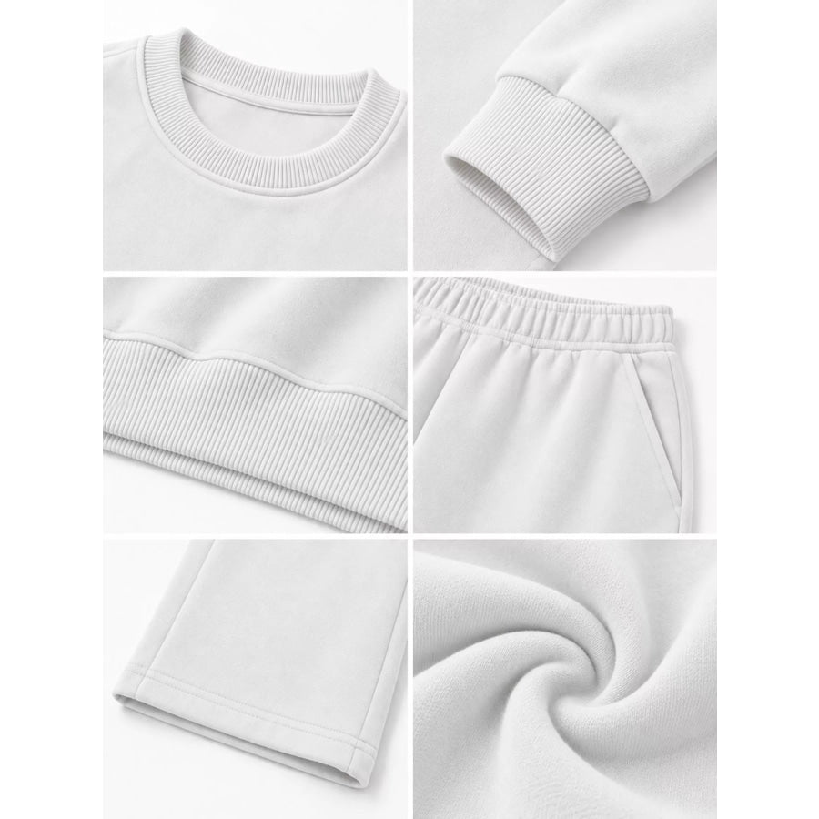 Crewneck Drop Shoulder Sweatshirt and Wide-Leg Pants Set Apparel Accessories