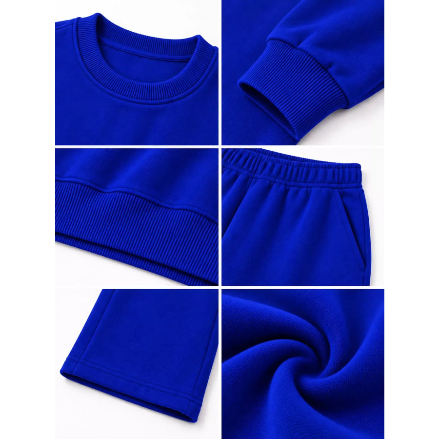 Crewneck Drop Shoulder Sweatshirt and Wide-Leg Pants Set Apparel Accessories