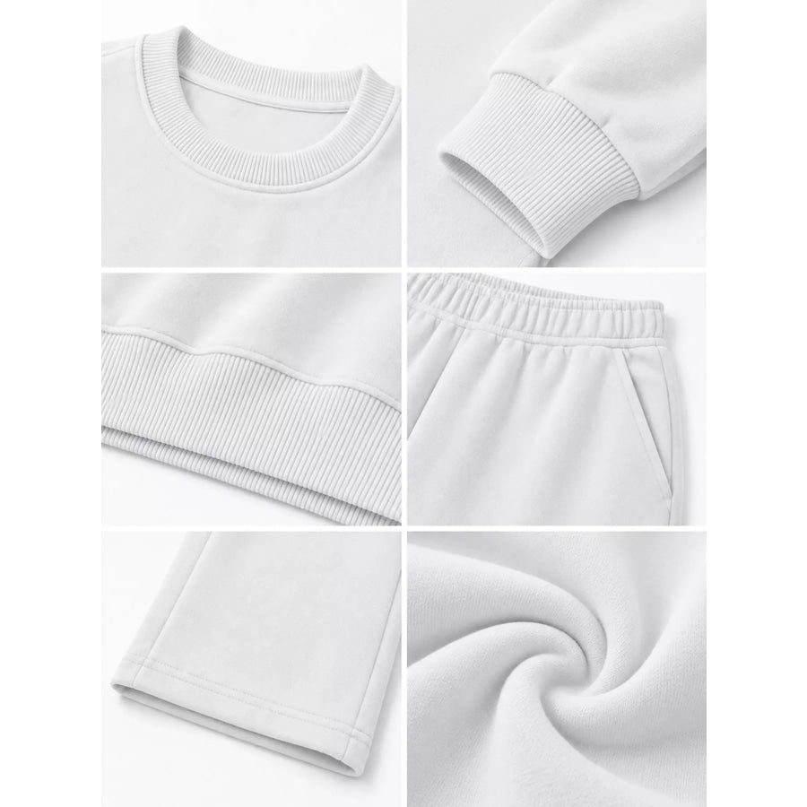 Crewneck Drop Shoulder Sweatshirt and Wide-Leg Pants Set Apparel Accessories