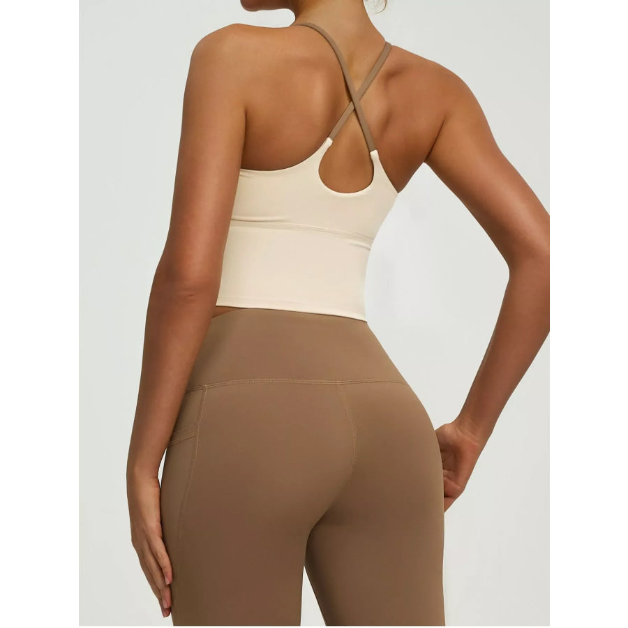 Criss-Cross Back Active Bra Beige / S