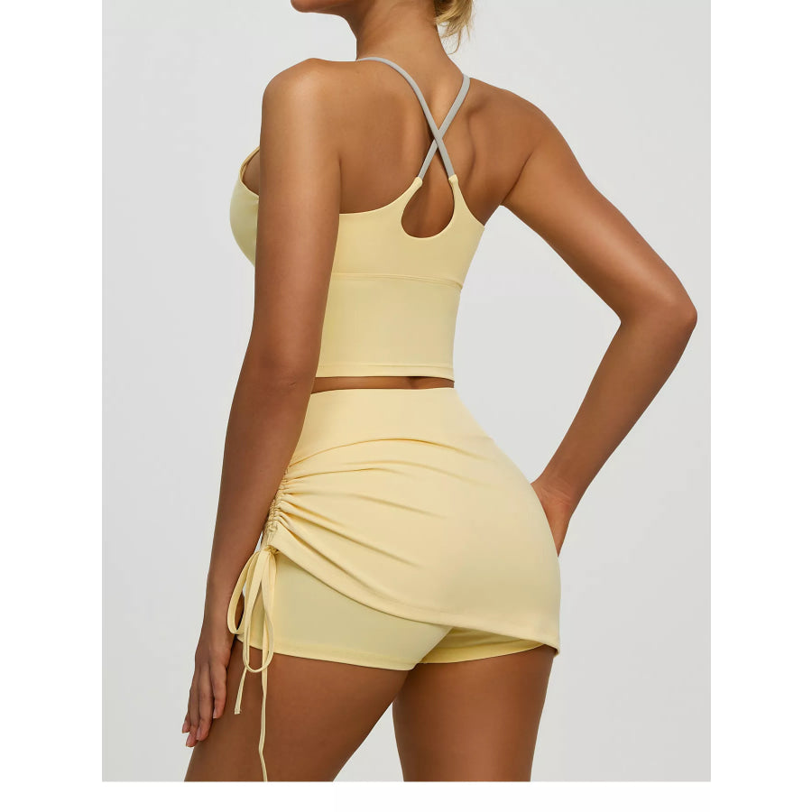 Criss-Cross Back Active Bra Pastel Yellow / S