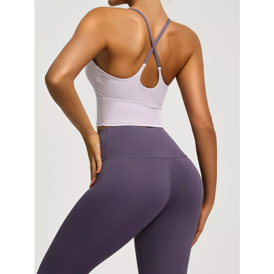 Criss-Cross Back Active Bra Pink Purple / S
