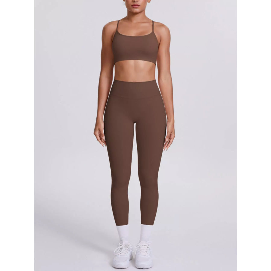 Criss-Cross Back Cami and Leggings Active Set Apparel and Accessories