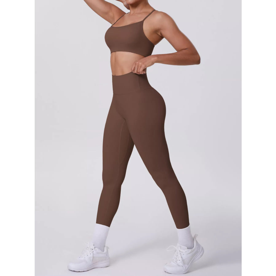 Criss-Cross Back Cami and Leggings Active Set Apparel and Accessories