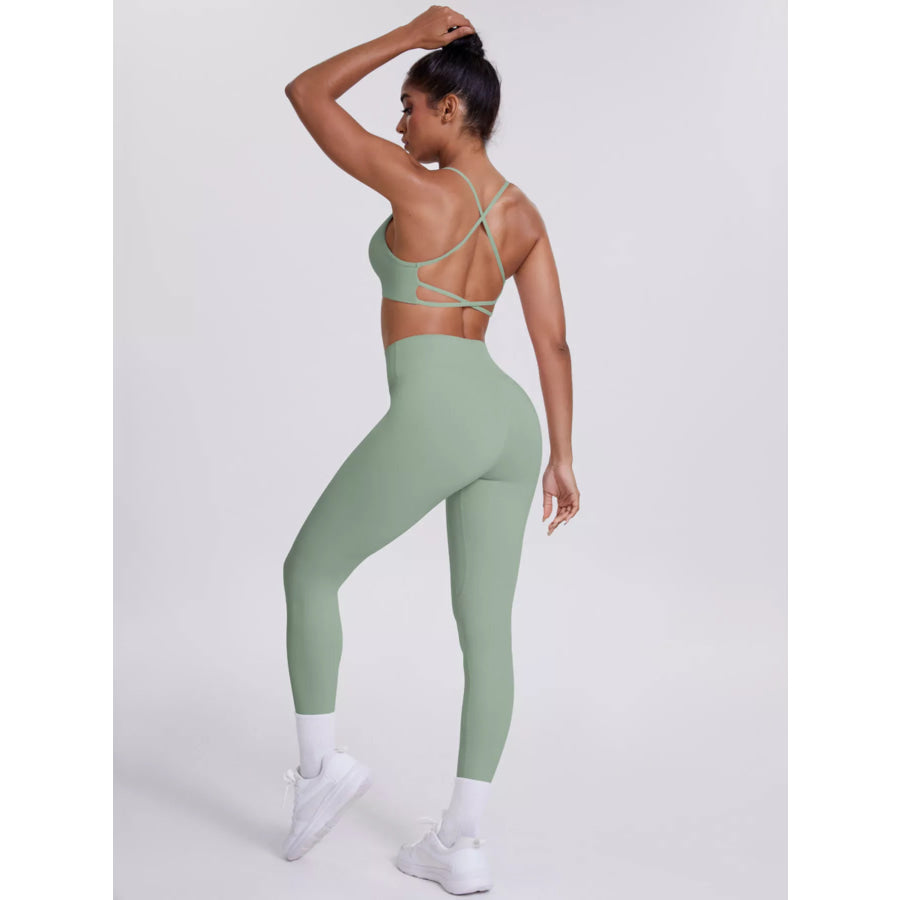 Criss-Cross Back Cami and Leggings Active Set Apparel and Accessories