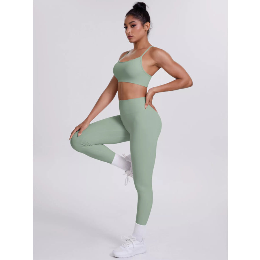 Criss-Cross Back Cami and Leggings Active Set Apparel and Accessories