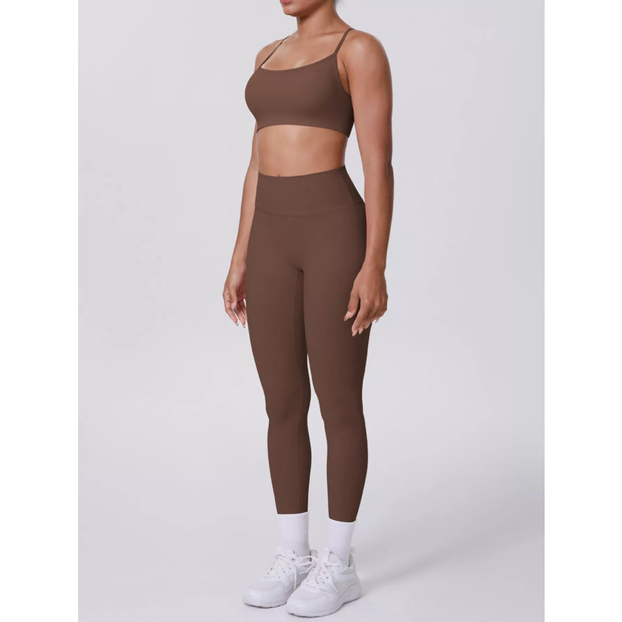 Criss-Cross Back Cami and Leggings Active Set Apparel and Accessories