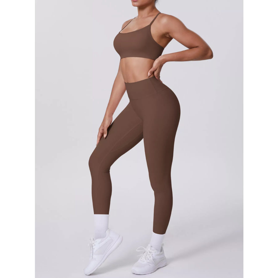 Criss-Cross Back Cami and Leggings Active Set Apparel and Accessories