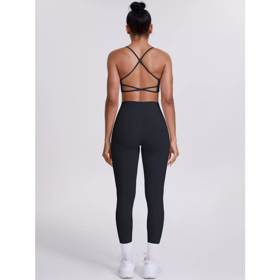 Criss-Cross Back Cami and Leggings Active Set Apparel and Accessories