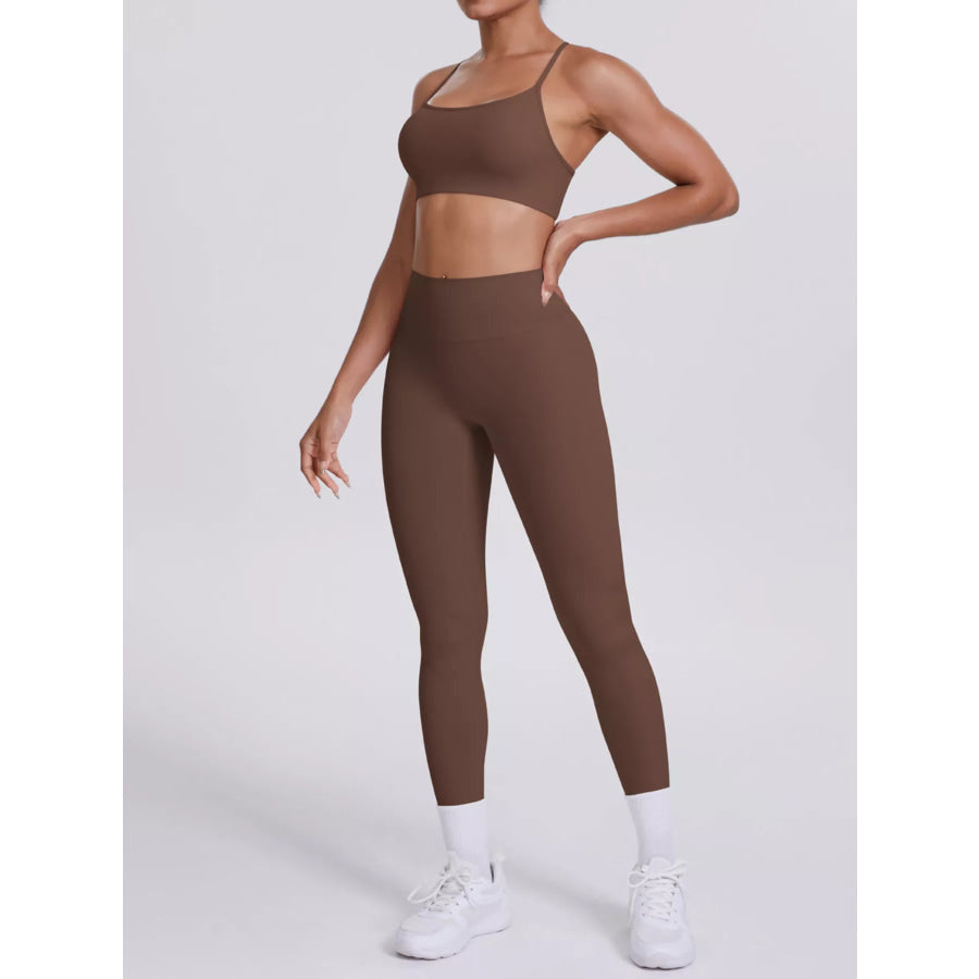 Criss-Cross Back Cami and Leggings Active Set Apparel and Accessories