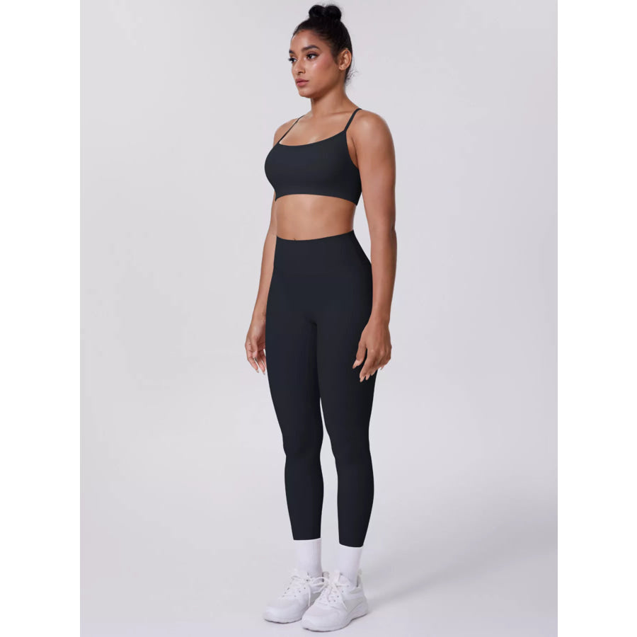 Criss-Cross Back Cami and Leggings Active Set Apparel and Accessories