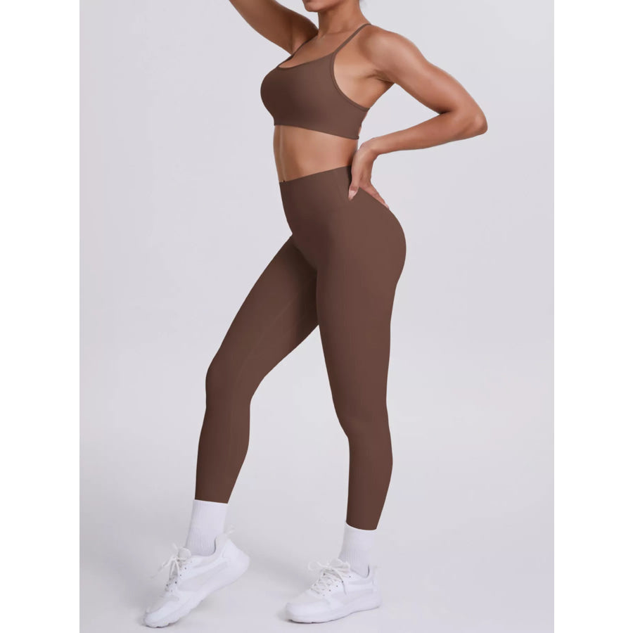 Criss-Cross Back Cami and Leggings Active Set Apparel and Accessories