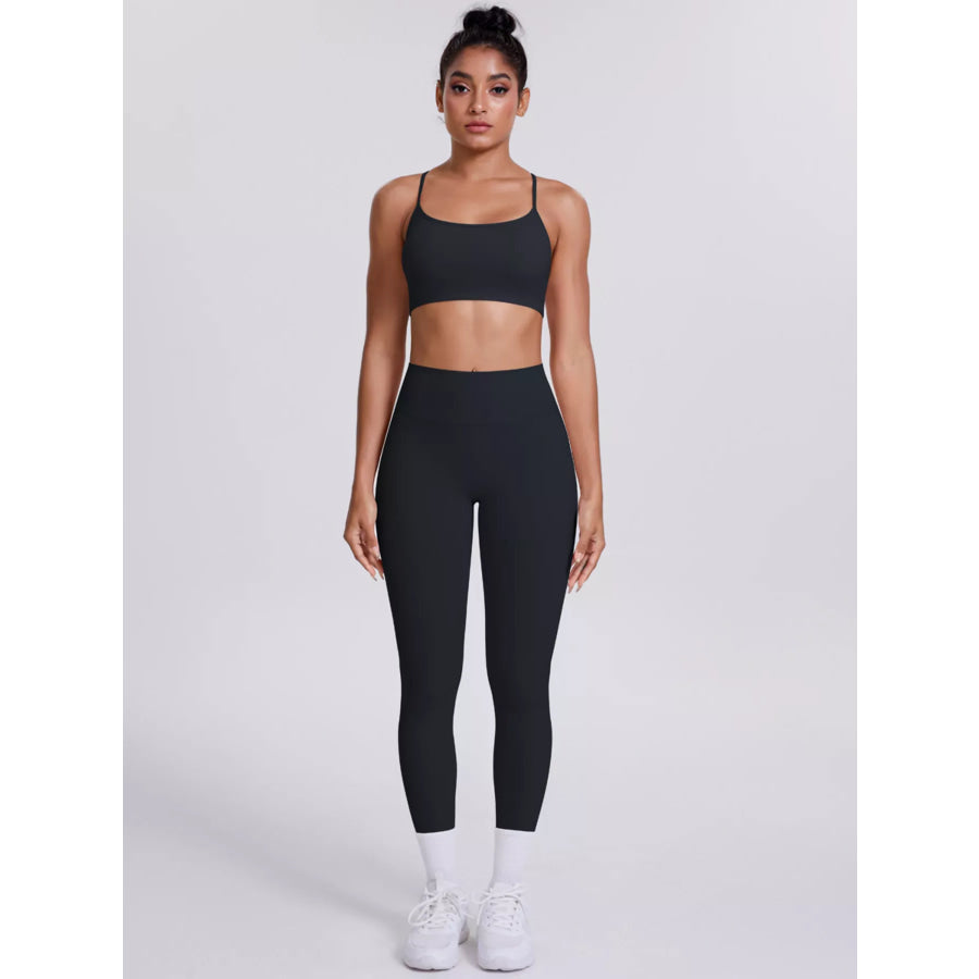 Criss-Cross Back Cami and Leggings Active Set Apparel and Accessories