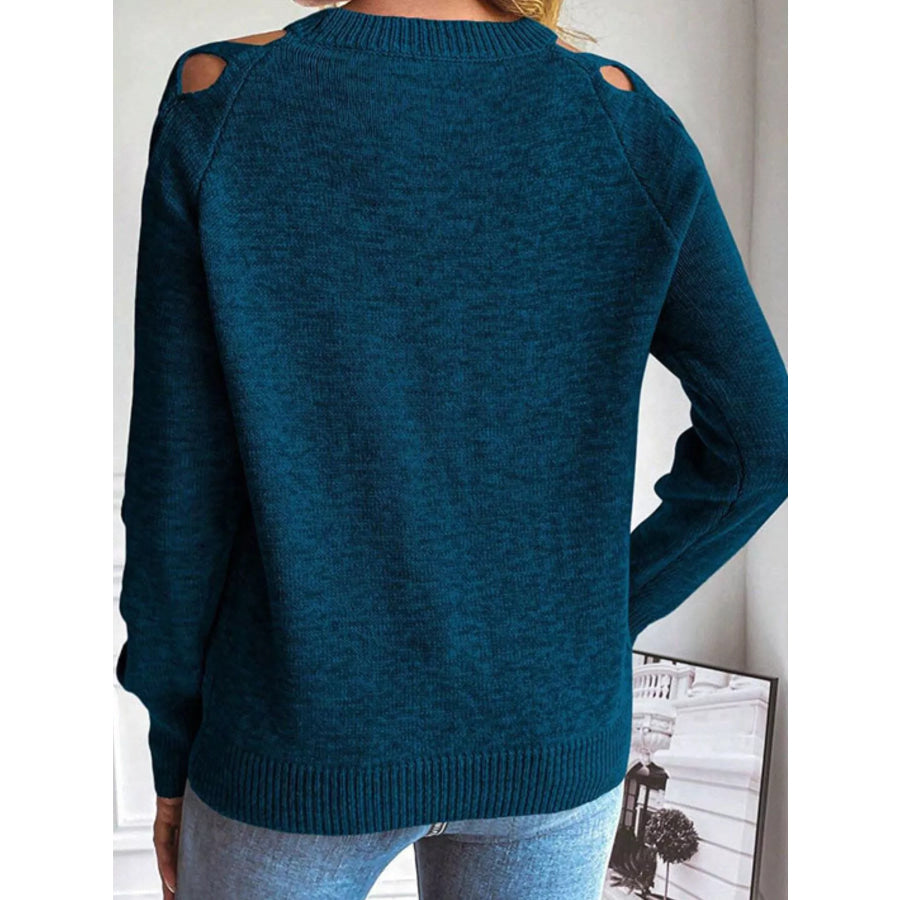 Criss-Cross Cutout Long Sleeve Sweater Apparel and Accessories