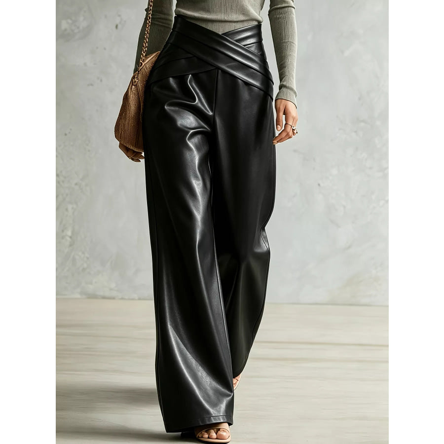Criss-Cross Wide Leg Pants Apparel and Accessories