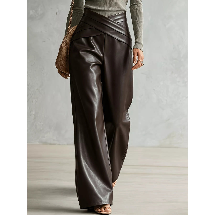 Criss-Cross Wide Leg Pants Apparel and Accessories