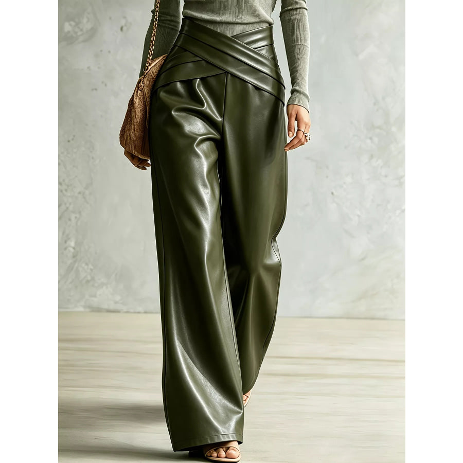 Criss-Cross Wide Leg Pants Apparel and Accessories