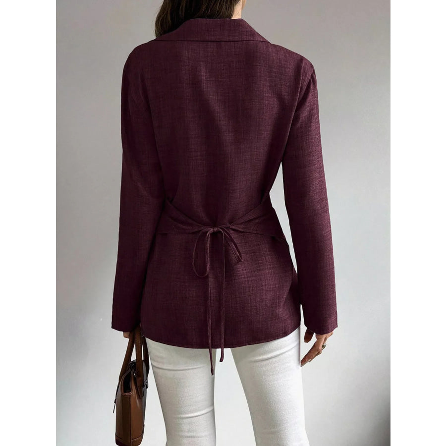 Criss-Cross Wrap Front Long Sleeve Shirt Apparel and Accessories
