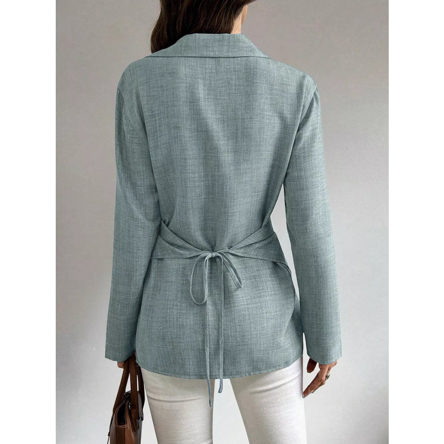 Criss-Cross Wrap Front Long Sleeve Shirt Apparel and Accessories