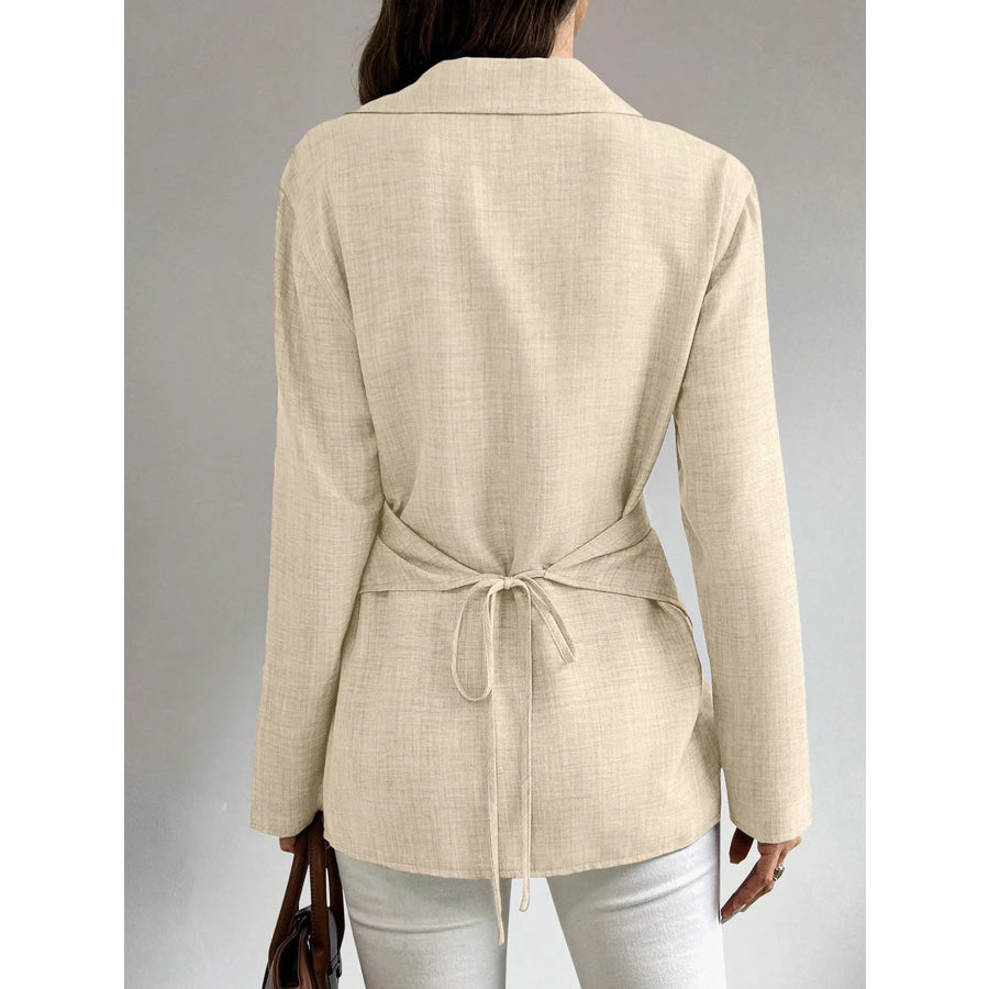 Criss-Cross Wrap Front Long Sleeve Shirt Apparel and Accessories