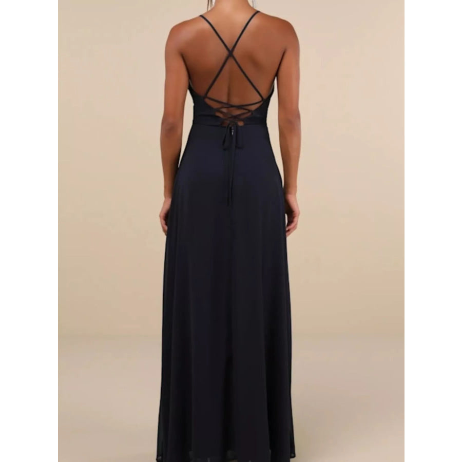 Crisscross Back Slit Maxi Dress Apparel and Accessories