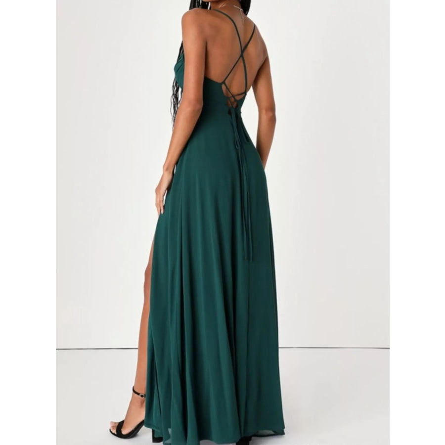 Crisscross Back Slit Maxi Dress Apparel and Accessories